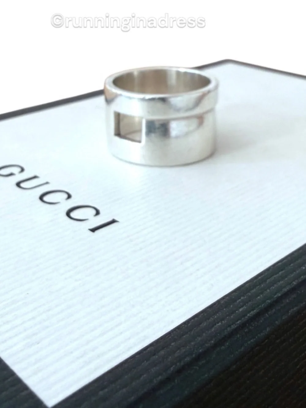Vintage Gucci Tom Ford Open Cutout G Silver Ring 8.5 Wide Band